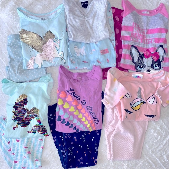 🌙 💤 9 Pairs PJ girl pajama lot, bundle winter and fall long pants 💤 🌙 - Picture 8 of 13
